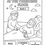 Ruth and Boaz at the Threshing Floor Coloring Page – Free Ruth 3 Printable for Kids