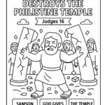 Samson Destroys the Philistine Temple – Free Judges 16 Coloring Page for Kids