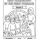Shadrach, Meshach, and Abednego in the Fiery Furnace – Free Bible Coloring Page for Kids (Daniel 3)