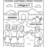 Siege of Samaria – Four Lepers Find Food – Free Bible Coloring Page for Kids (2 Kings 6–7)