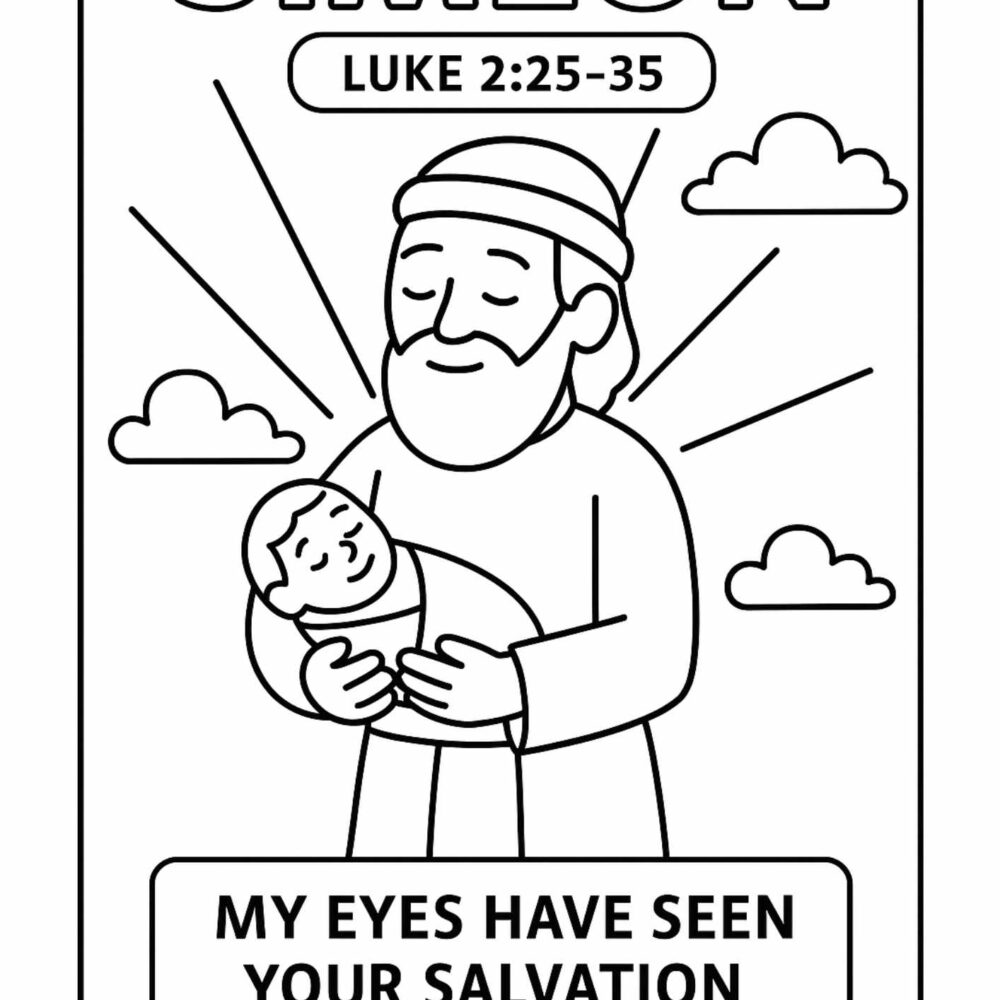 Simeon Bible Character Coloring Page – Free Printable for Kids (Luke 225–35)