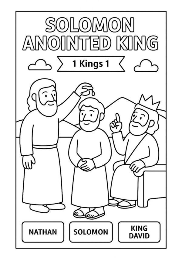 Solomon Anointed King – Free Bible Coloring Page for Kids (1 Kings 1)