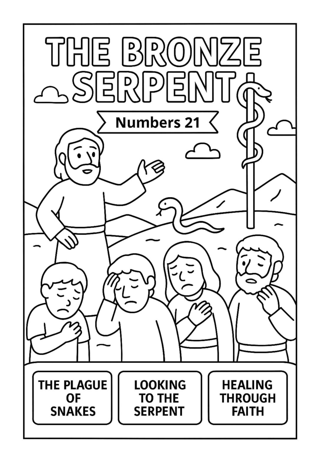 Numbers 21 Explained The Bronze Serpent Coloring Page – Free Numbers 21 Printable for Kids ...