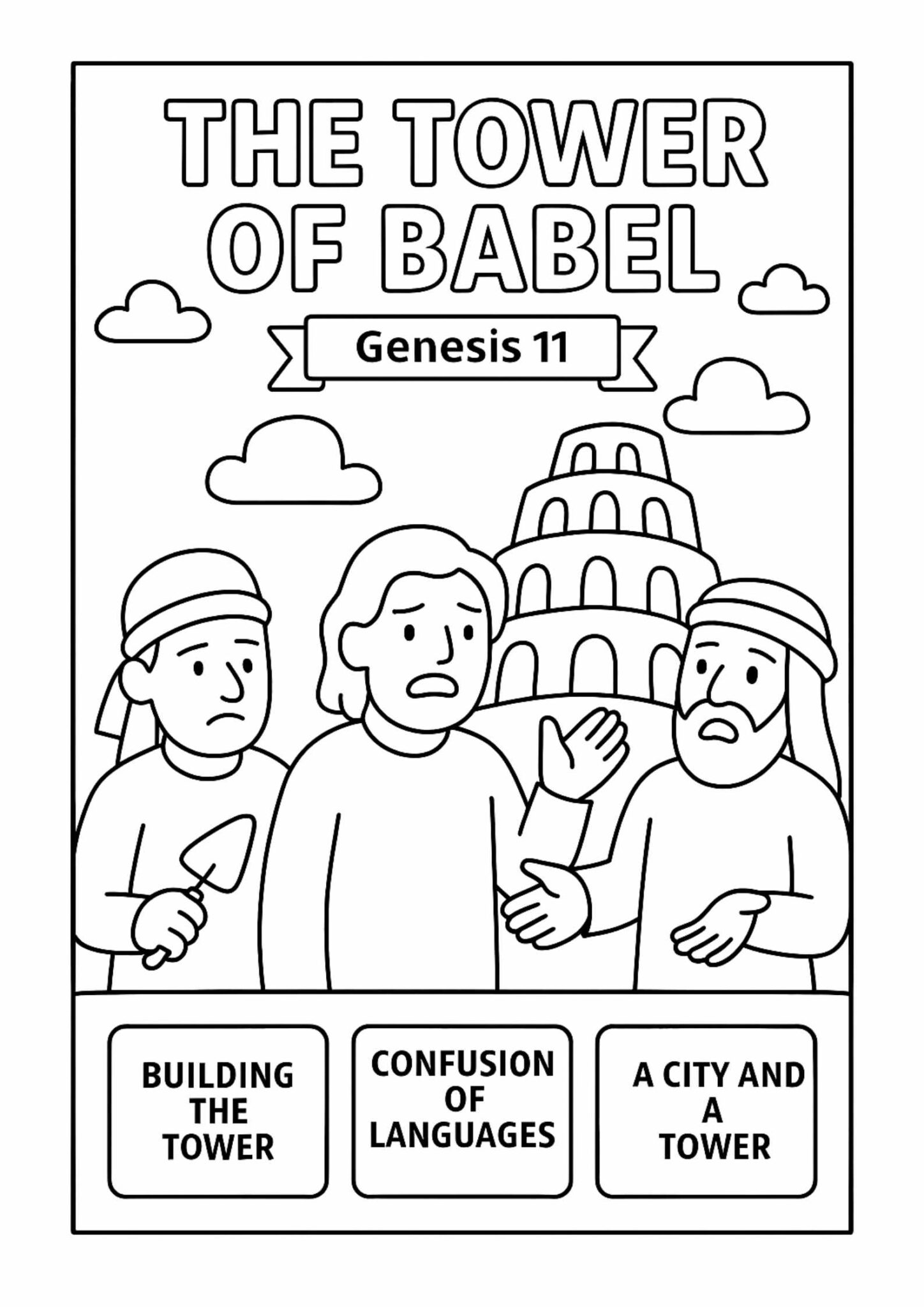 Tower of Babel Coloring Page – Free Genesis 11 Printable for Kids