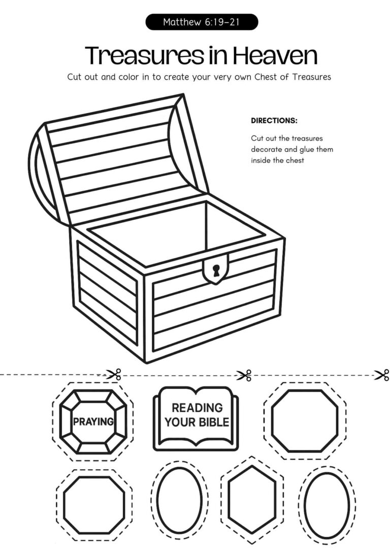 Treasures in Heaven – Printable Chest of Treasures Craft for Kids