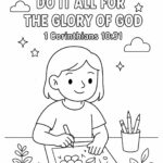 1 Corinthians 10:31 Coloring Page – “Whatever You Do, Do It All for the Glory of God” (Free Printable)