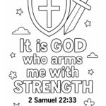 2 Samuel 22:33 Coloring Page – “It Is God Who Arms Me with Strength” (Free Printable)