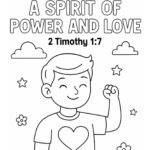 2 Timothy 1:7 Coloring Page – “God Gave Us a Spirit of Power and Love” (Free Printable)