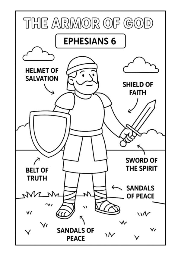Armor of God Coloring Page – Ephesians 6 Printable for Kids