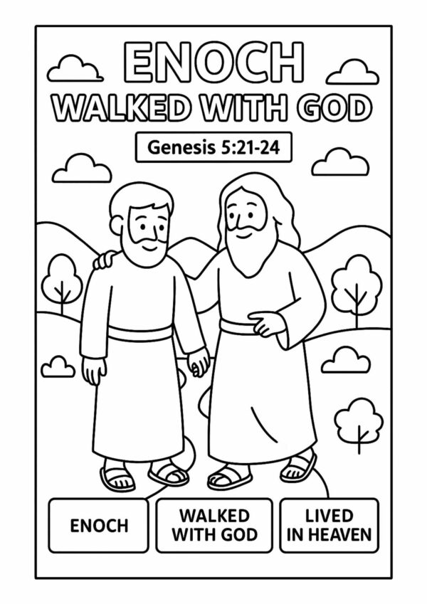 Enoch Walked with God – Free Coloring Page (Genesis 521–24)