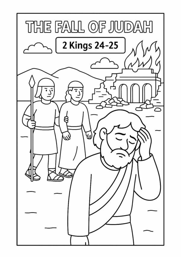 Fall of Judah Coloring Page – 2 Kings 24–25 Babylonian Exile Printable for Kids