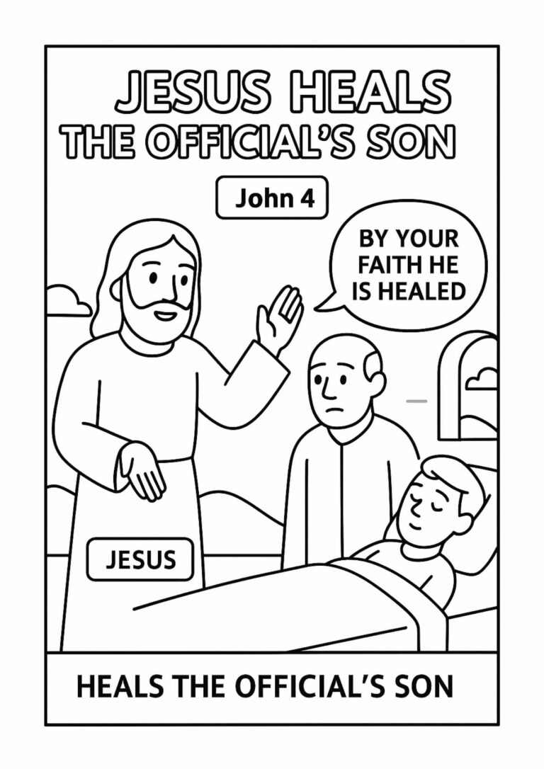 Jesus Heals the Official’s Son – Free Bible Coloring Page (John 4 ...