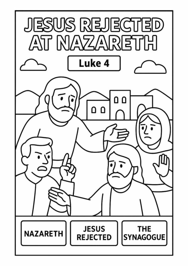Jesus Rejected at Nazareth – Free Luke 4 Coloring Page for Kids