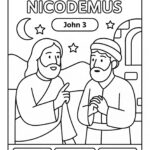 Jesus Teaches Nicodemus – “Born Again” Bible Coloring Page (John 3)
