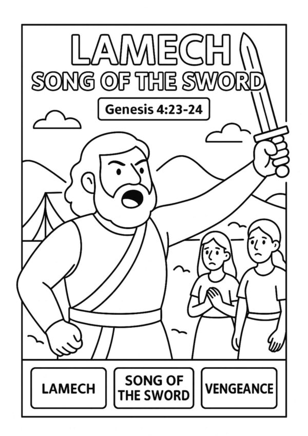 Lamech’s Song of the Sword – Free Bible Coloring Page (Genesis 423–24)
