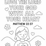Matthew 22:37 Coloring Page – “Love the Lord Your God with All Your Heart” (Free Printable)