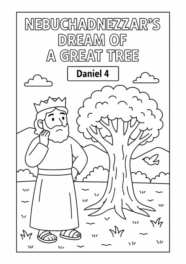 Nebuchadnezzar’s Dream of a Great Tree – Free Bible Coloring Page (Daniel 4)