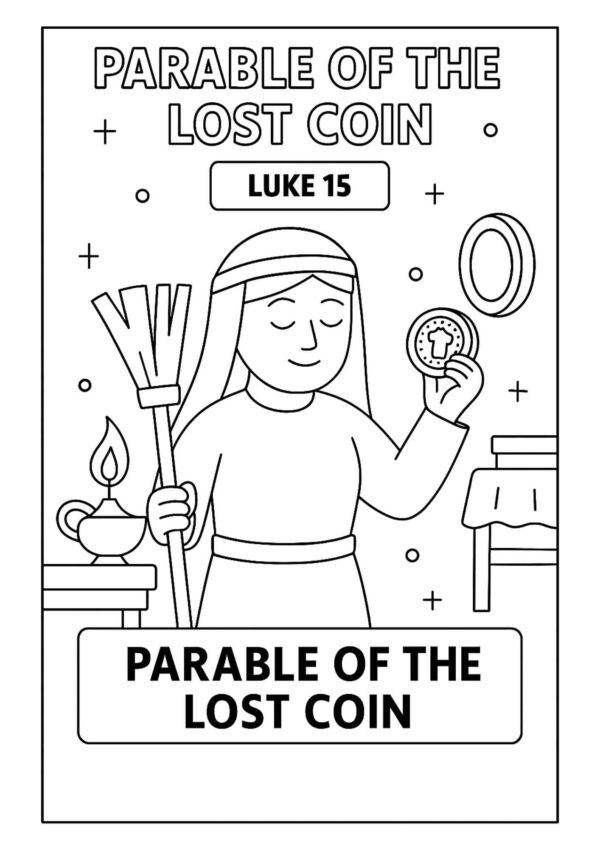 Parable of the Lost Coin – Free Bible Coloring Page (Luke 15)