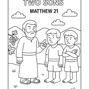 Parable of the Two Sons – Free Matthew 21 Bible Coloring Page