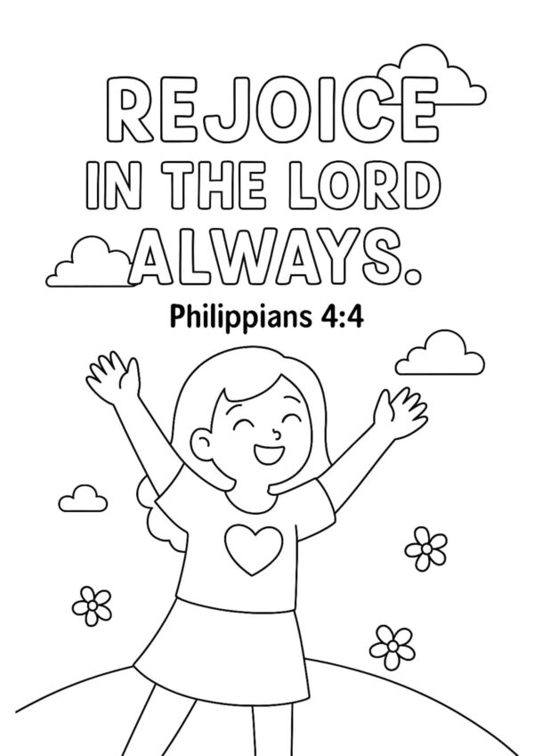 Philippians 4 4 Coloring Page – “Rejoice in the Lord Always” (Free Printable)