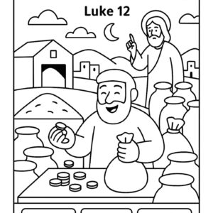 The Rich Fool – Free Luke 12 Bible Coloring Page for Kids