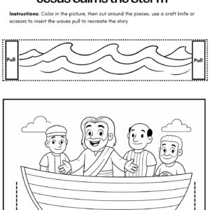 Jesus Calms the Storm Themed Cut and Color – Free Bible Printable for Kids