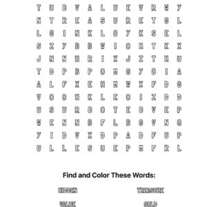 Hidden Treasure Parable Coloring Word Search