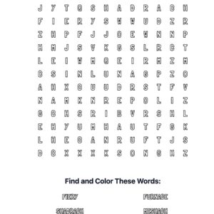 Fiery Furnace Coloring Word Search