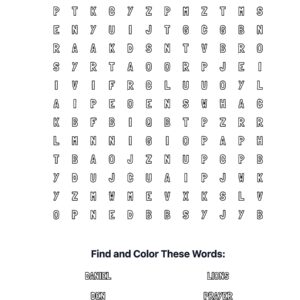 Daniel in Lion’s Den Coloring Word Search