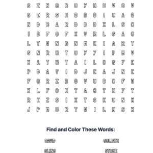 David & Goliath Coloring Word Search