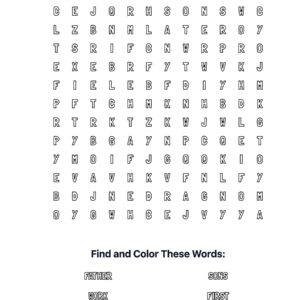 Two Sons Parable Coloring Word Search