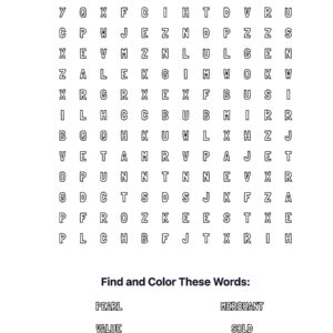 Pearl of Price Parable Coloring Word Search
