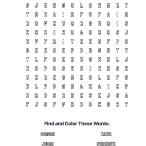 Samson’s Strength Coloring Word Search