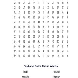 Lost Coin Parable Coloring Word Search
