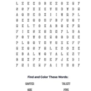 Talents Parable Coloring Word Search
