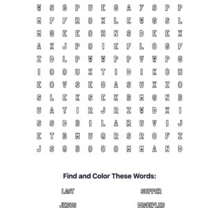 Last Supper Coloring Word Search