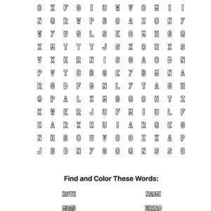 Ruth & Naomi Coloring Word Search