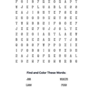 Trials of Job Coloring Word Search