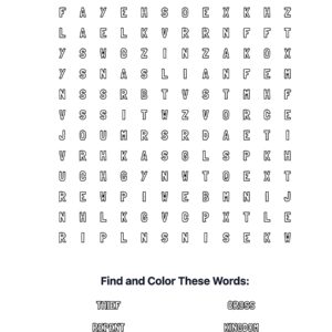 Good Thief Coloring Word Search