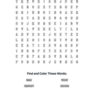 Ruth & Boaz Coloring Word Search