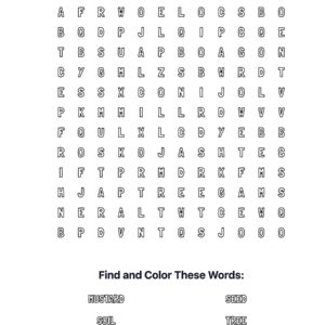 Mustard Seed Parable Coloring Word Search