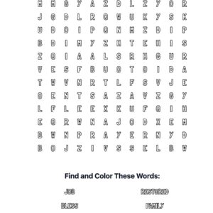 Job Restored Coloring Word Search
