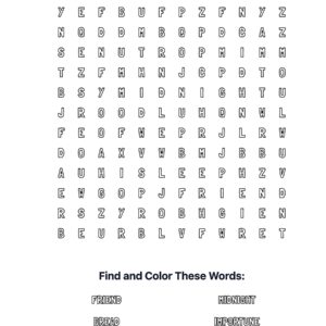 Friend at Midnight Coloring Word Search