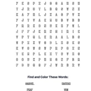 Birth of Samuel Coloring Word Search