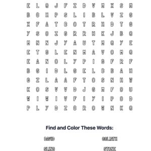 David & Goliath Coloring Word Search
