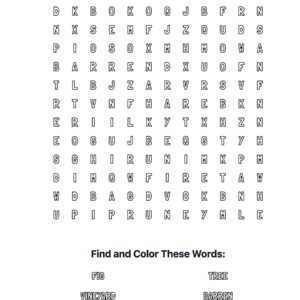 Barren Fig Tree Coloring Word Search