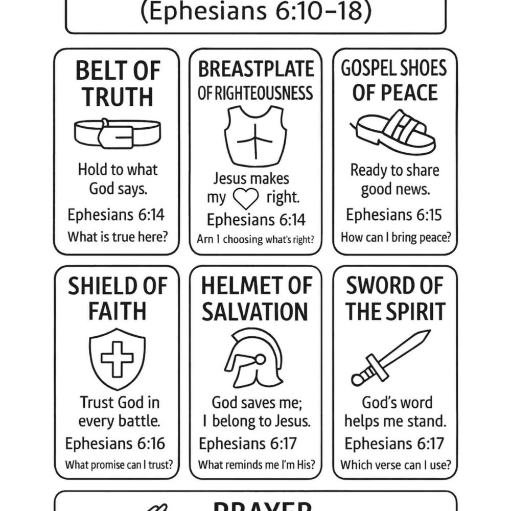 Armor of God Study Guide Printable – Cut & Learn Cards for Kids