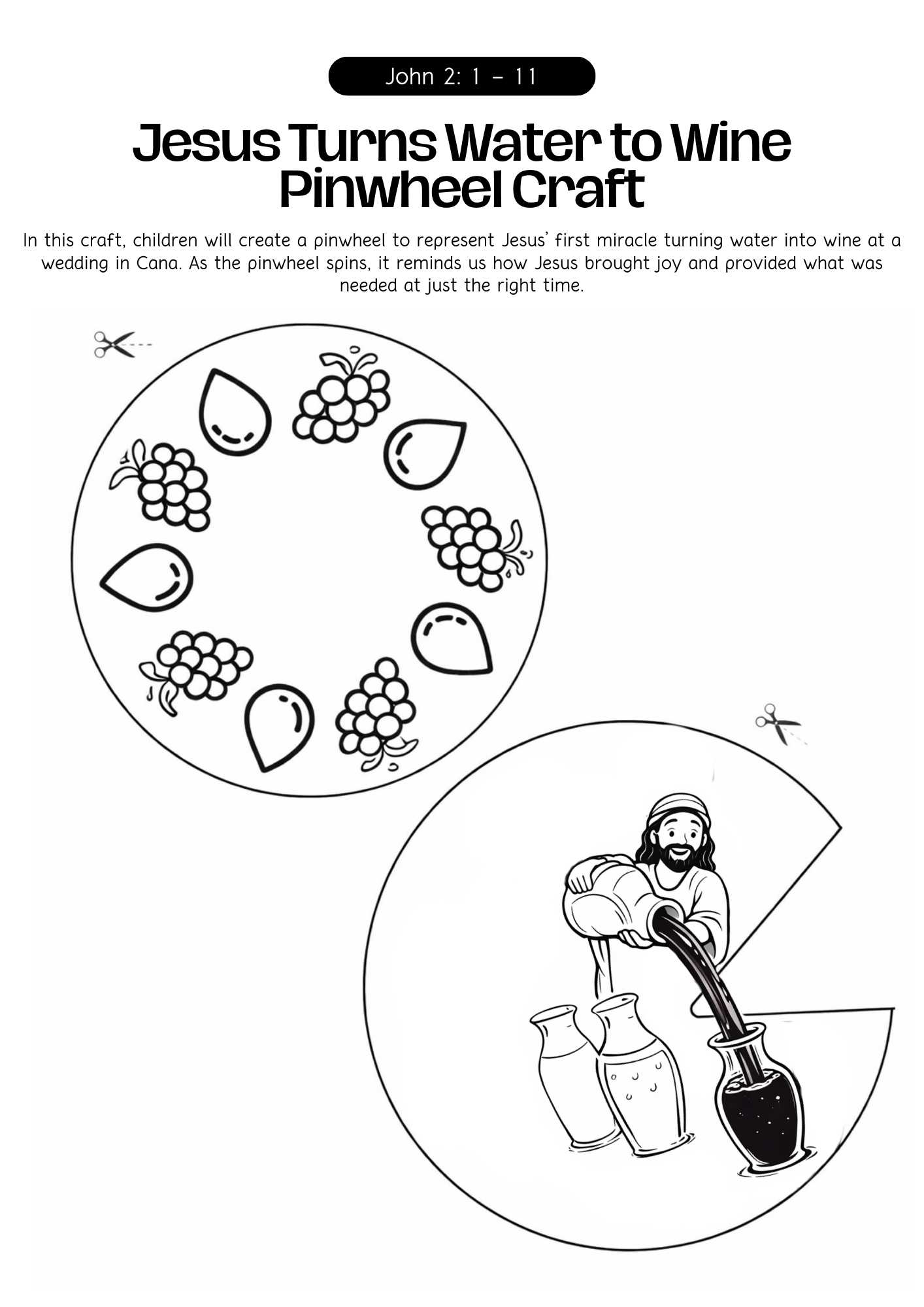 Jesus Turns Water to Wine Craft – Free Printable