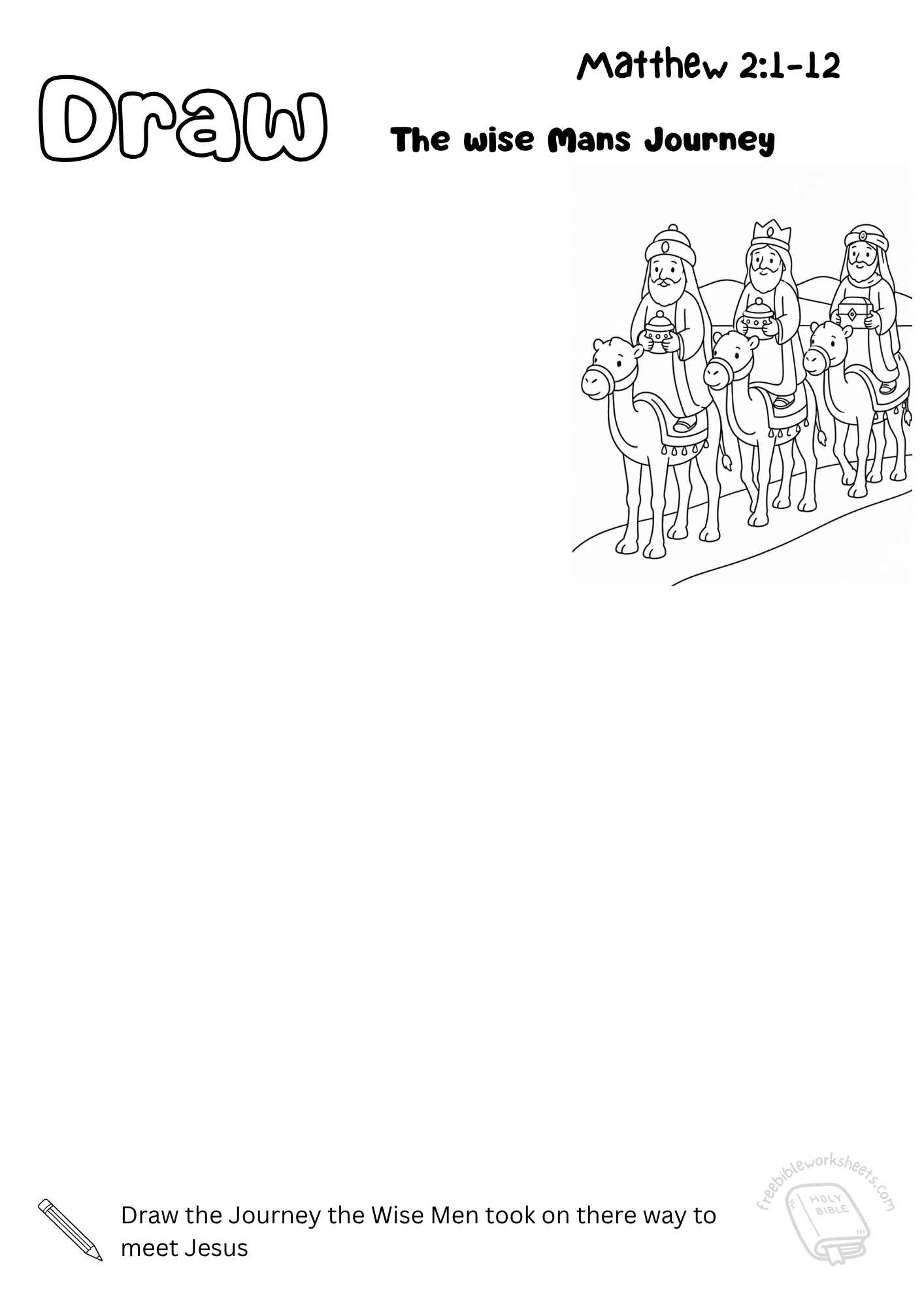 Draw the Wise Men’s Journey Worksheet for Kids