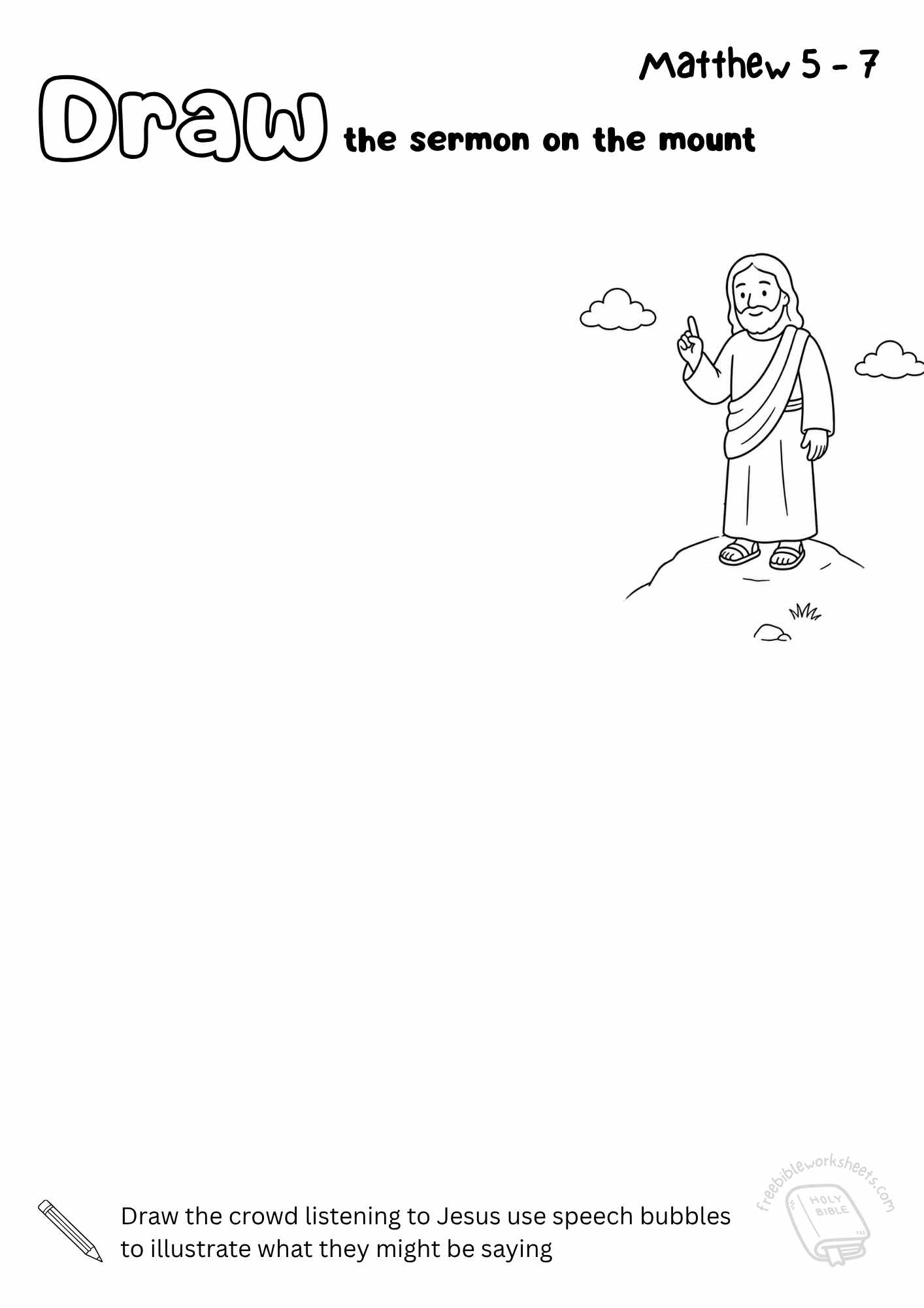 Draw the Sermon on the Mount Worksheet for Kids